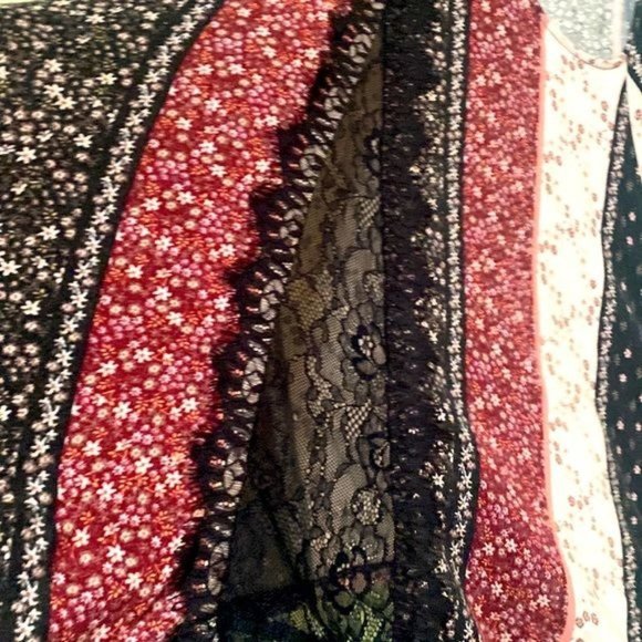 Maurices Black Floral Patch work Lace Back Flowy Detail Scooped Neck Dressy Tank - Picture 3 of 9